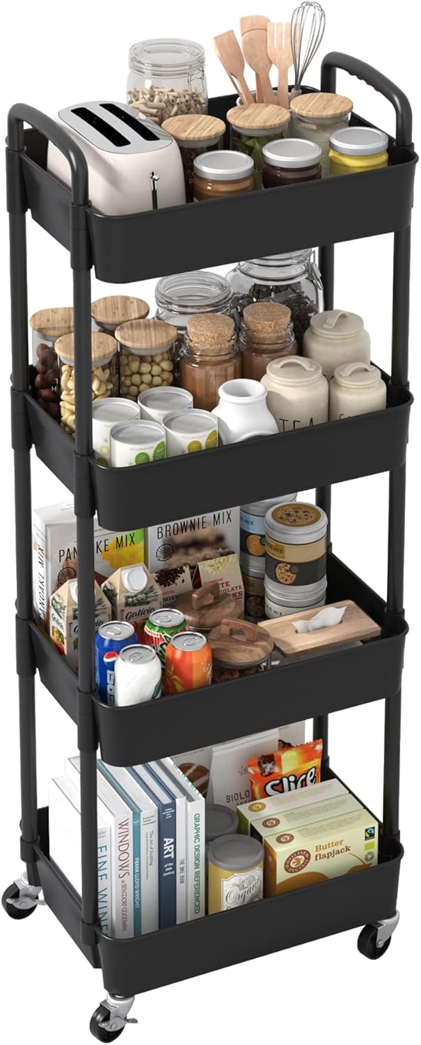 Sywhitta - chariot plastique 4 couches 39x29x104cm roues mobiles