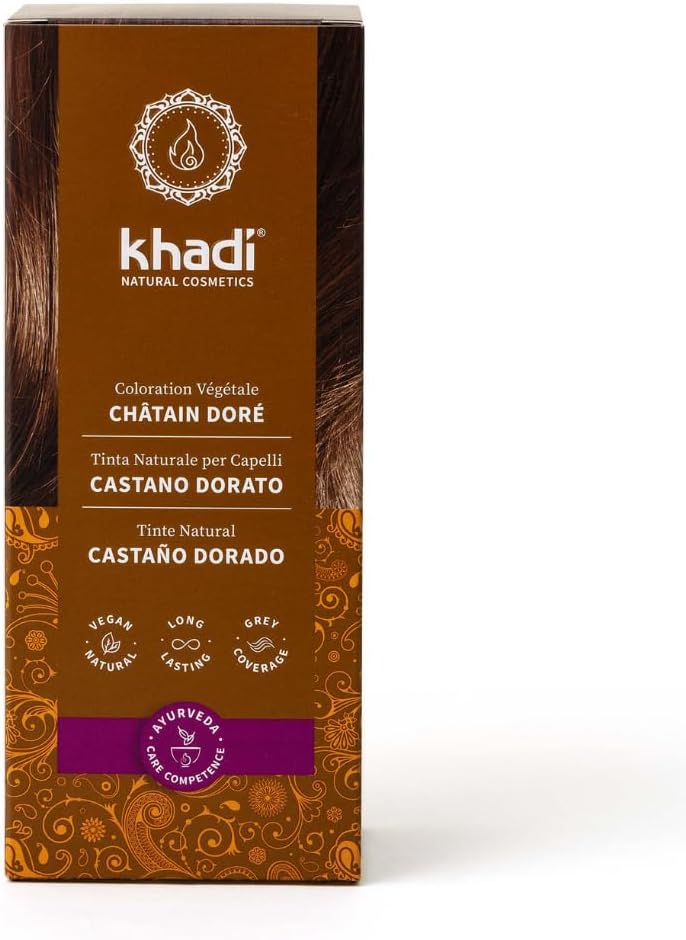 khadi - coloration végétale châtain doré - 100g - reflets ambrés naturels
