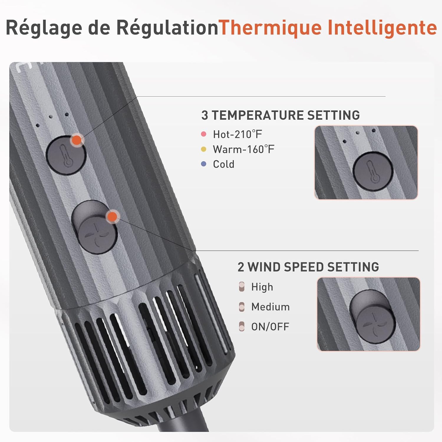 TANSHINE - Air Styler 5 en 1 - 1400W - Ionique, brushing, lissant, boucleur