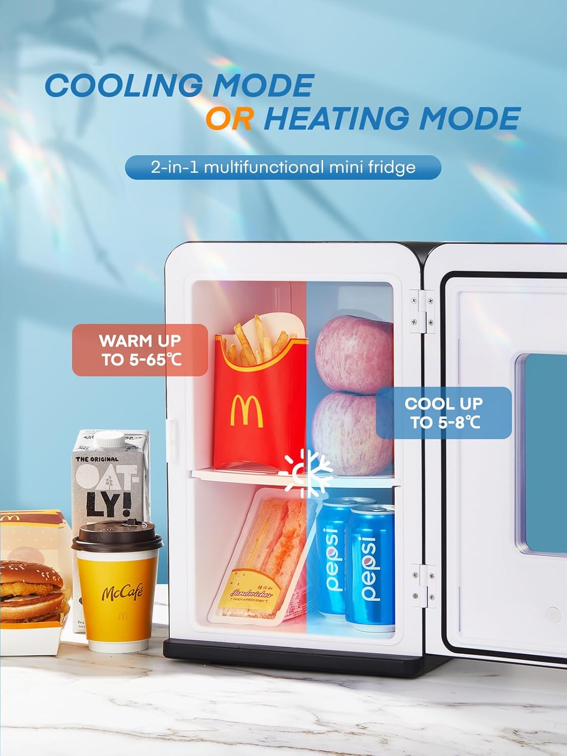 NORTHCLAN - Mini frigo 15L - chambre/voiture - chaud/froid, ECO mode