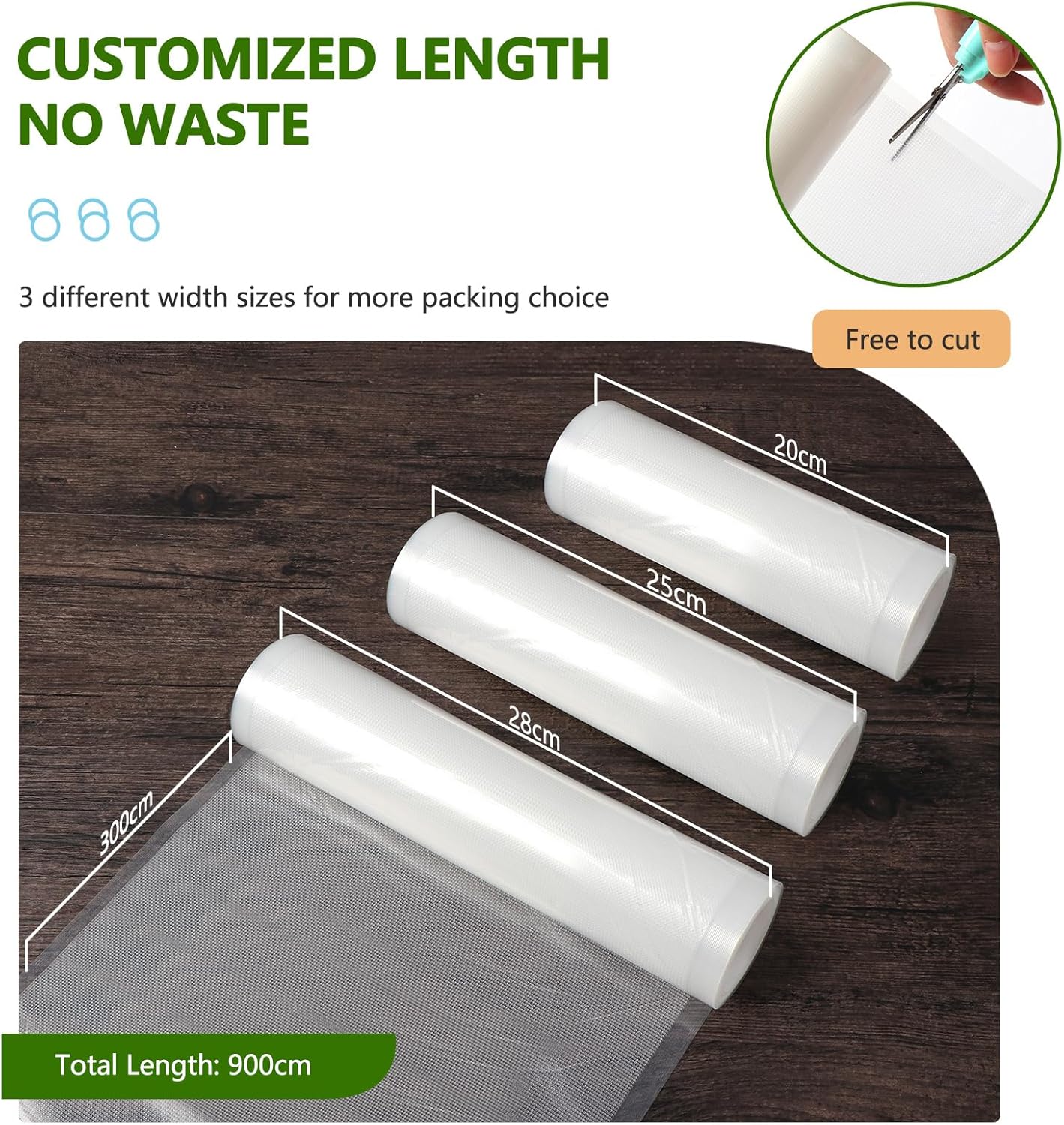 Diboniur - rouleau sac sous vide - 28/25/20x300cm - réutilisable, compatible toutes machines