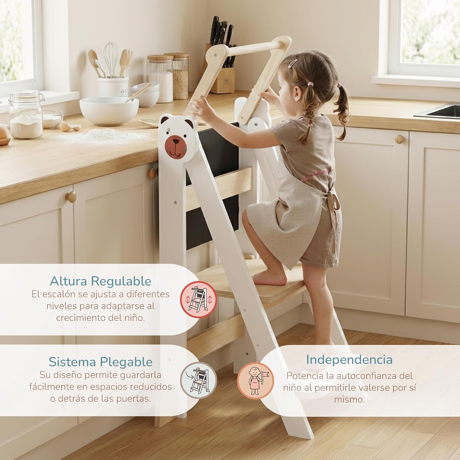 Buddy Baby - tour pliable enfant, cuisine, réglable, 36-60 mois