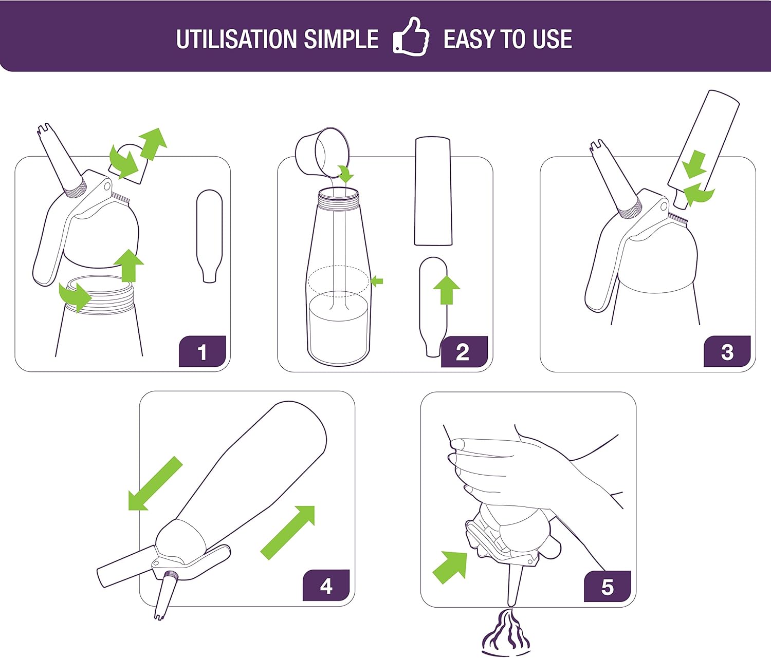 Mastrad - siphon professionnel 0,5 L inox - sauces, crèmes, mousses, tête démontable