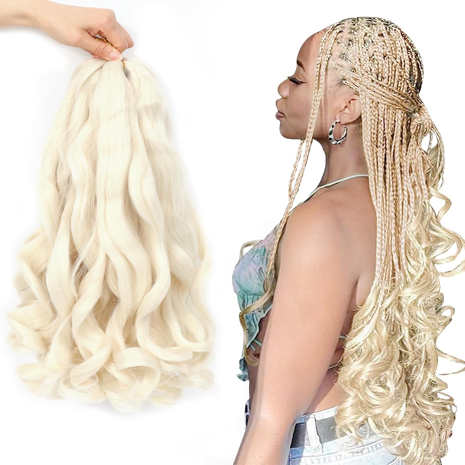 French Curl Braids - Rajout cheveux tresses 41cm - 7 paquets - Bouncy Loose Wavy 613#