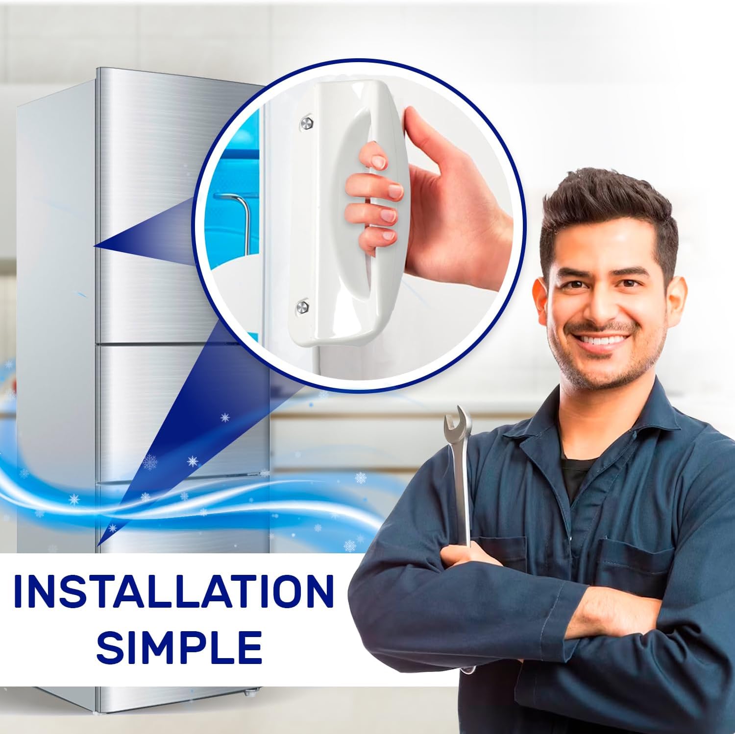 Zanussi/Electrolux - poignée frigo/congélateur 187x80mm - montage 133mm - garantie 10 ans - 2061766008