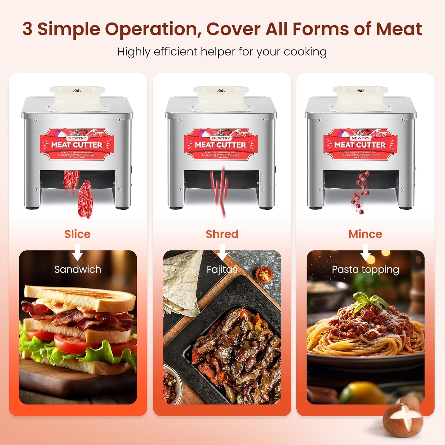 NEWTRY - trancheuse à viande 2,5 mm, 550W, 160kg/h pour pros