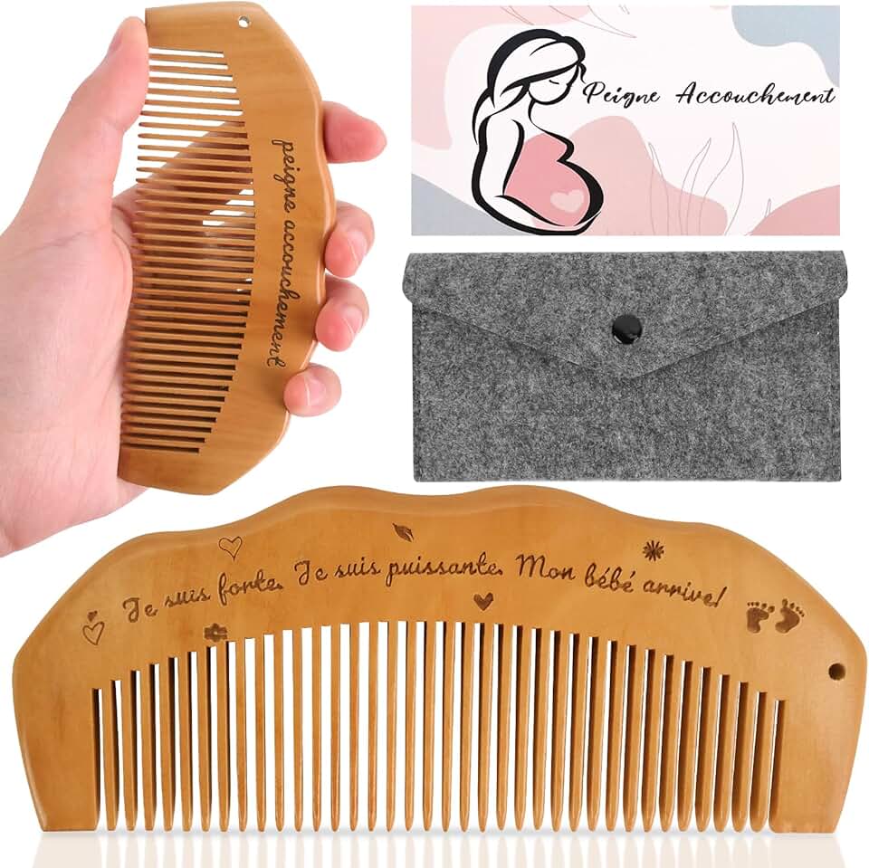 Peigne accouchement bois - cadeau grossesse - ergonomique - post-partum