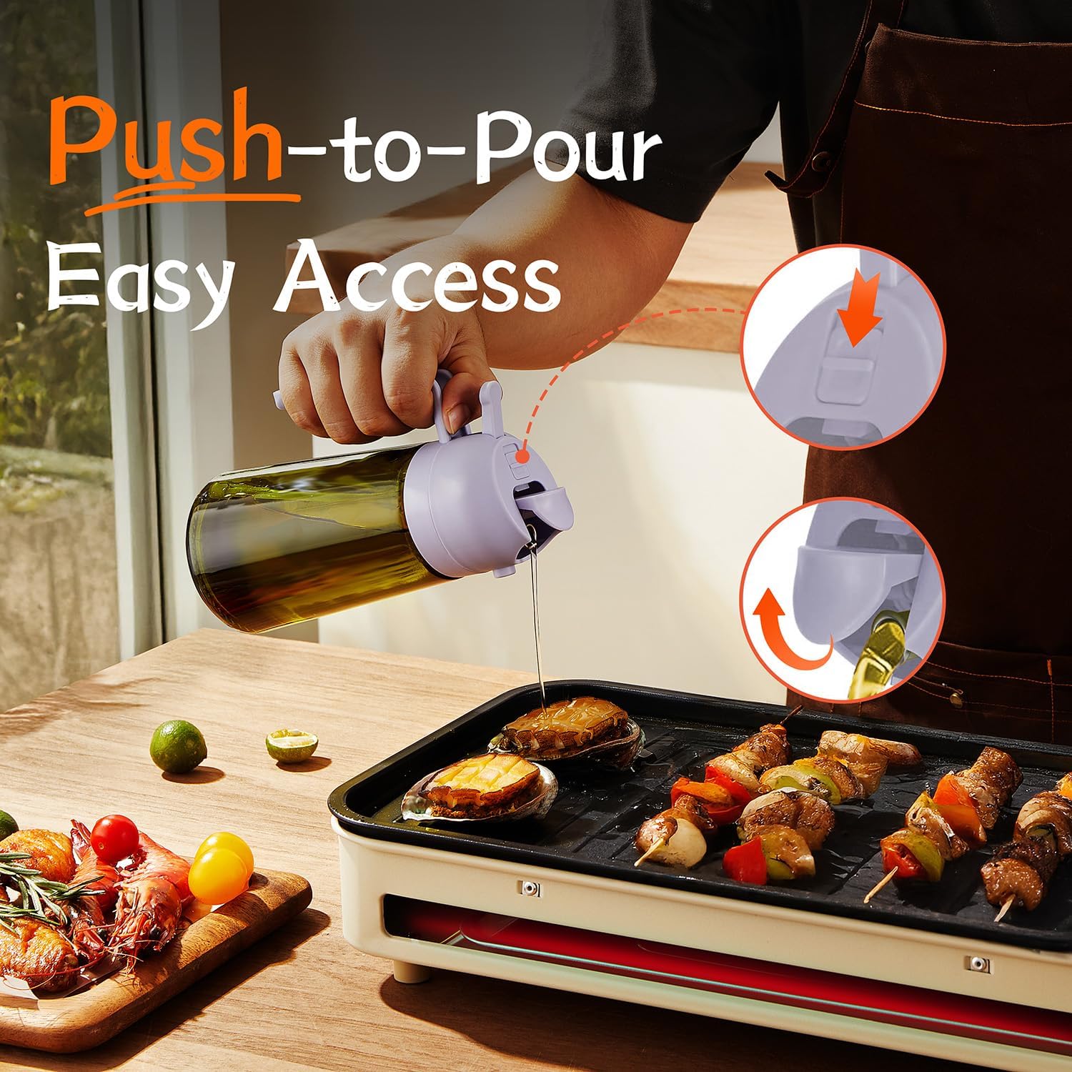 TrendPlain - spray huile cuisine 470ml - 2-en-1 vaporisateur, Pervenche