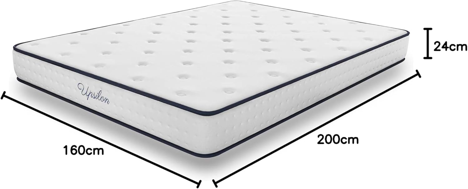 COSMOS - Upsilon - 160x200 cm - matelas hybride, ressorts, mémoire de forme, 24 cm, confort mi-ferme