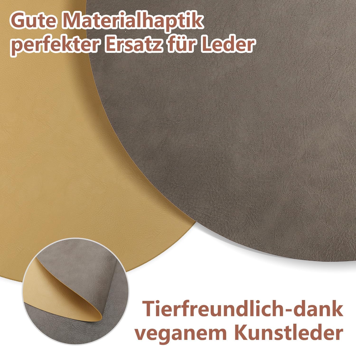 Set de table - lot de 4, cuir PU, 36x36cm, lavable, antidérapant