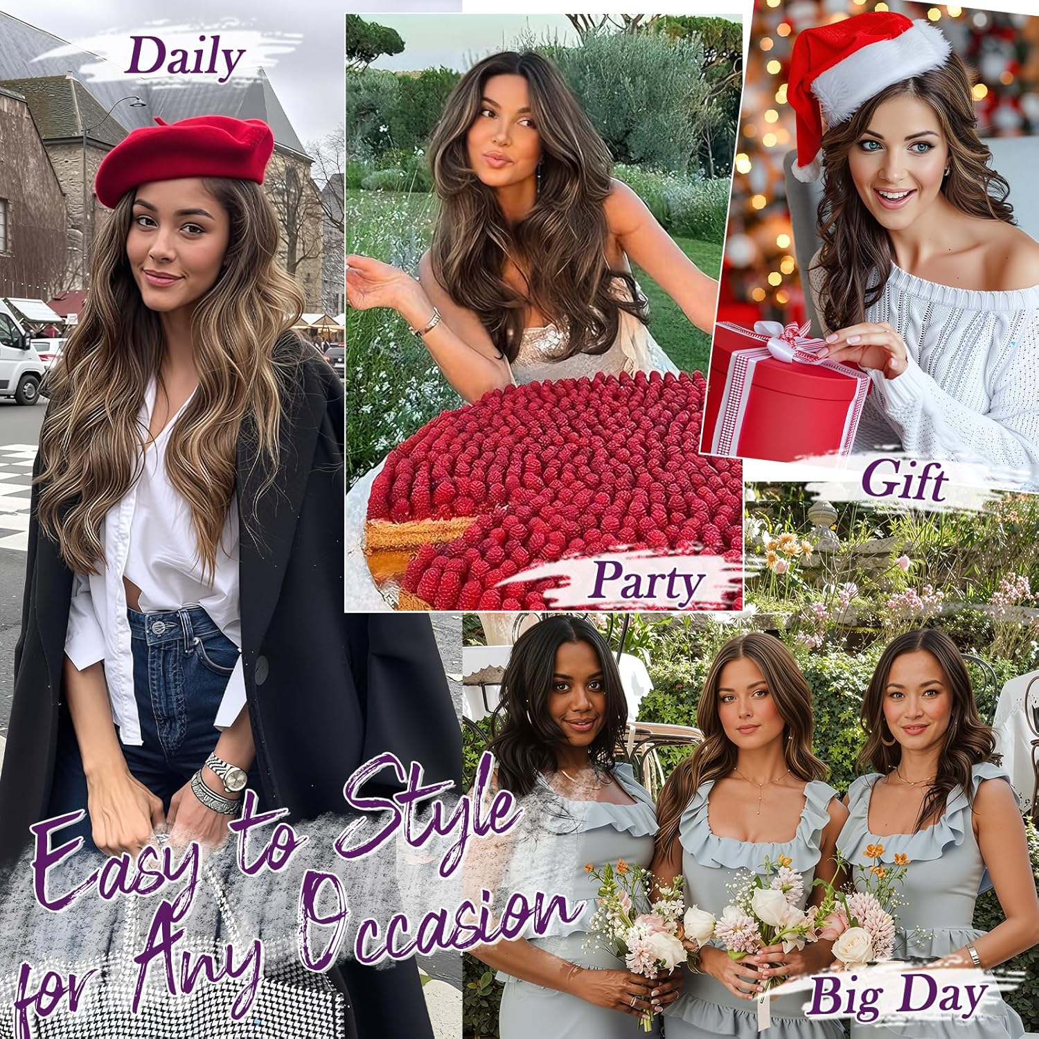 BARSDAR - extension à clips ondulée 50cm, noir/blond, lot 5pcs