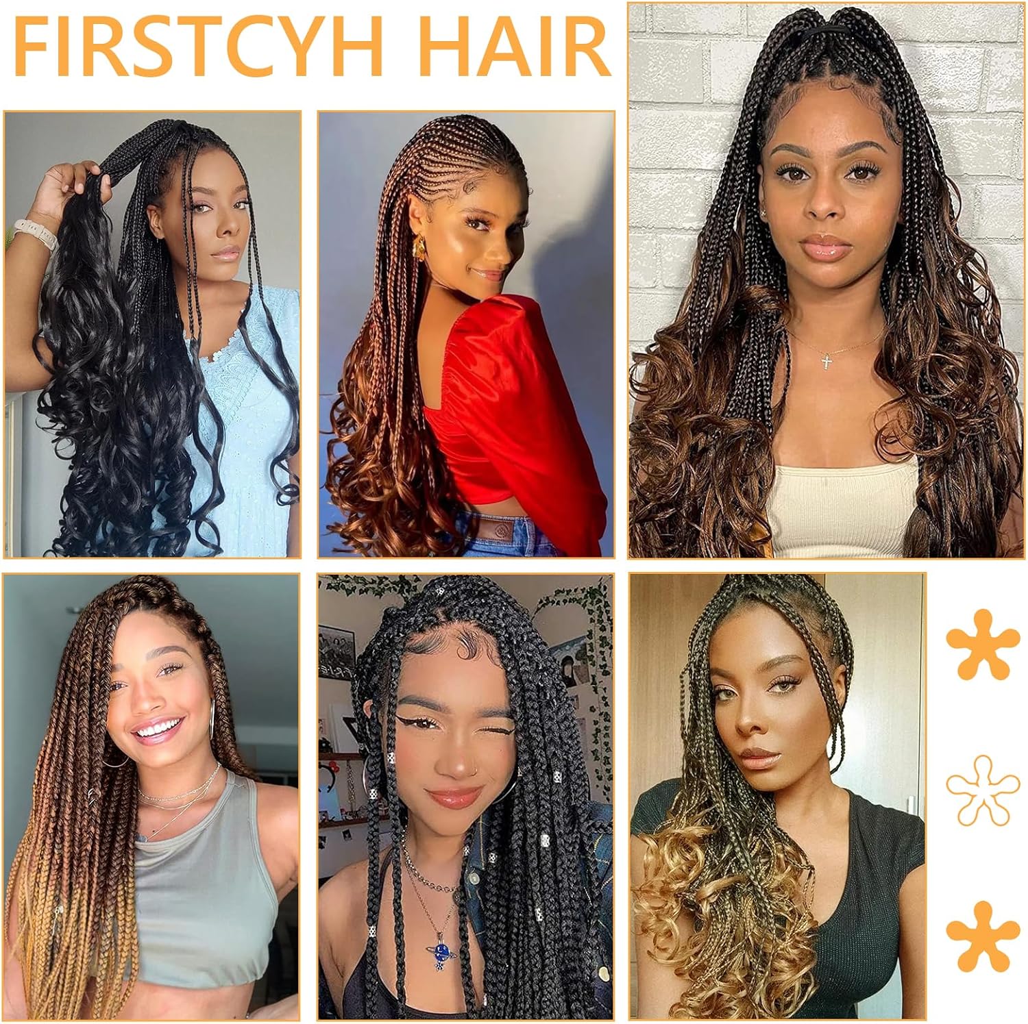 Meches braids - French Curl Bouclé 41cm - 7 paquets cheveux 1B/350